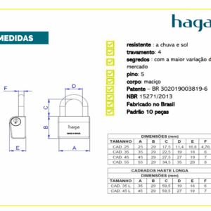 Cadeado - HAGA - HIGH SECURITY 25 - 32006
